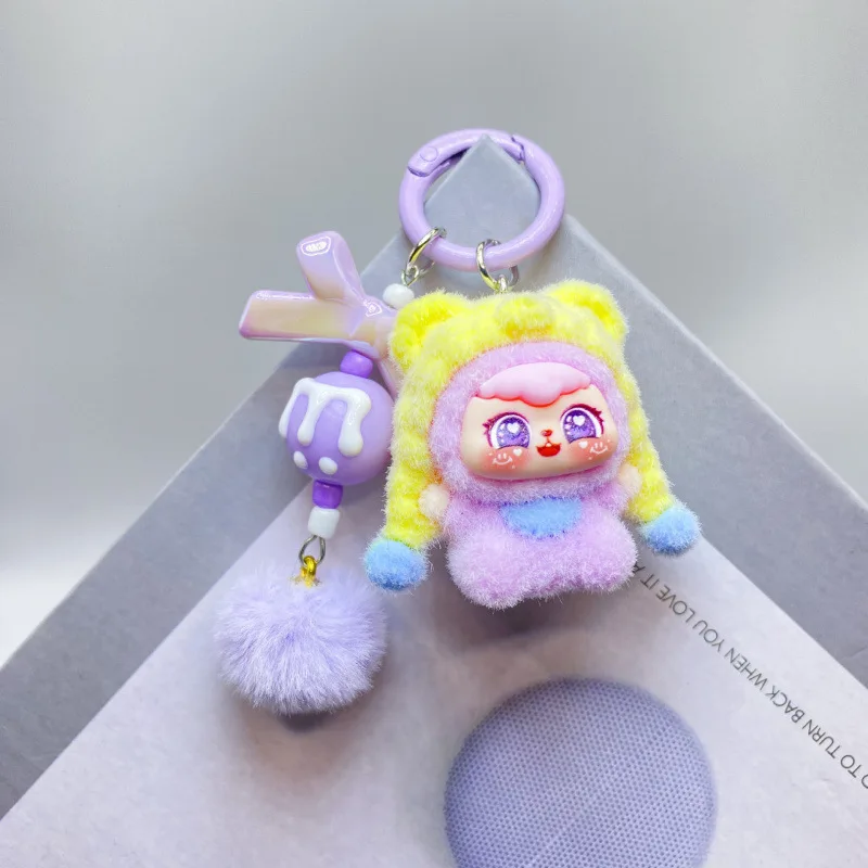 Gatto seduto ragazza giocattolo alla moda simpatico portachiavi con perline per studente zainetto gancio accessorio borsa pendente decorazione piccolo regalo