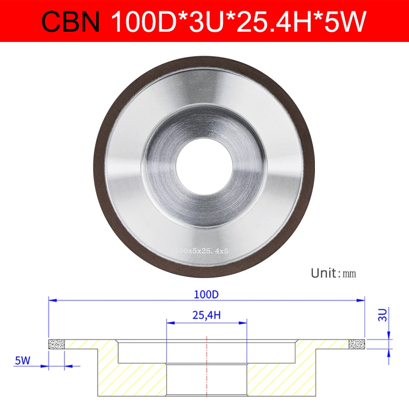 1 stks aanpasbare SDC CBN hars diamantponsmachine slijpschijf dia 100 mm