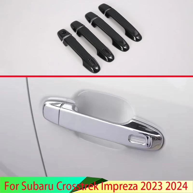 For Subaru Crosstrek Impreza 2023 2024 Car Accessories ABS Chrome Door Handle Cover With Smart Key Hole Catch Cap Trim Molding