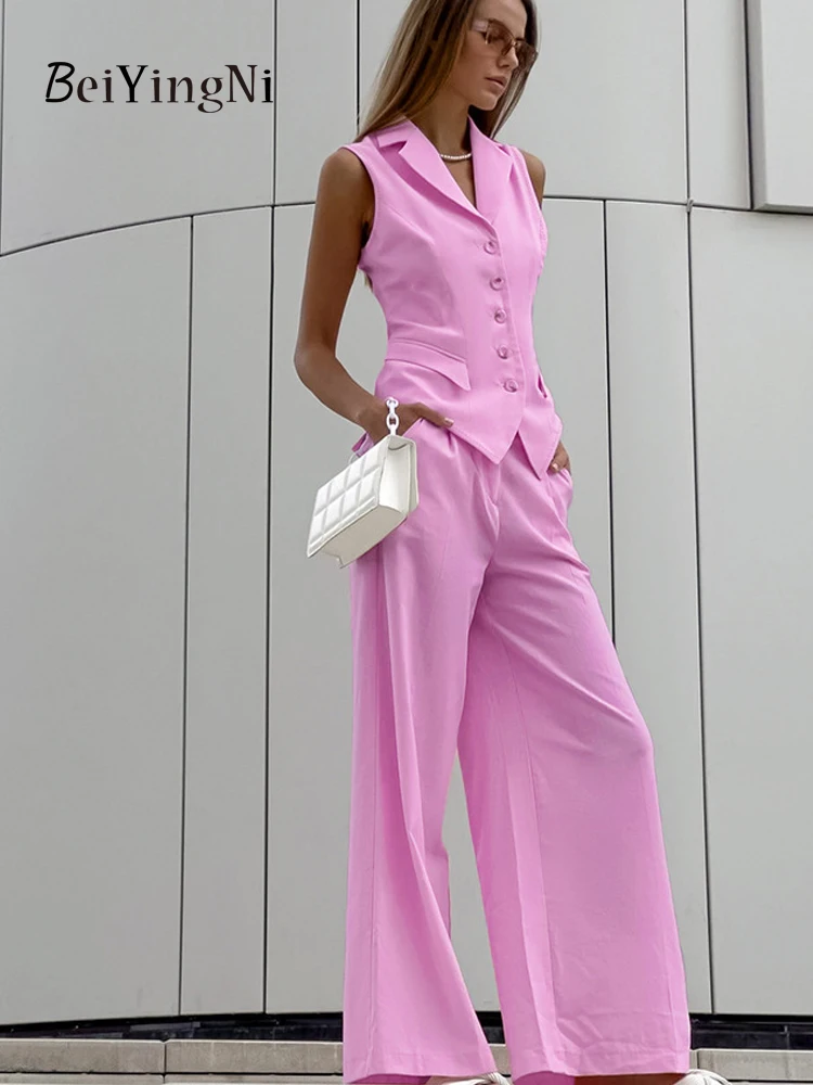 

Beiyingni New in 2025 Summer Women's Vest + Pants Sets Elegant High Street Two Piece Set Female Outifts Casual Elegat Tracksuits
