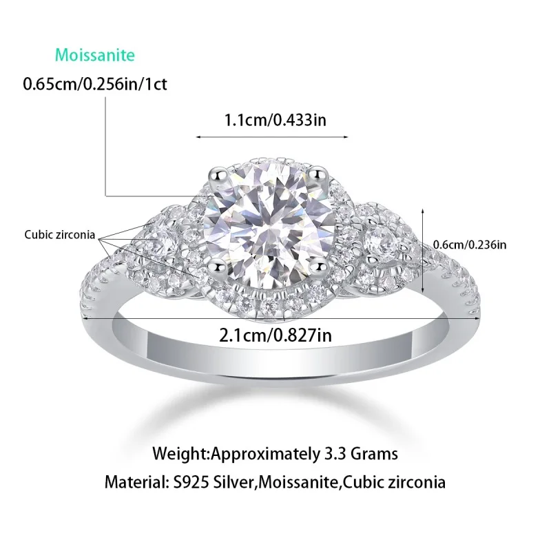 

Apaison 1 ct Round Solitaire Moissanite Rings For Women 18K White Gold Bridal Jewelry Gift Ring