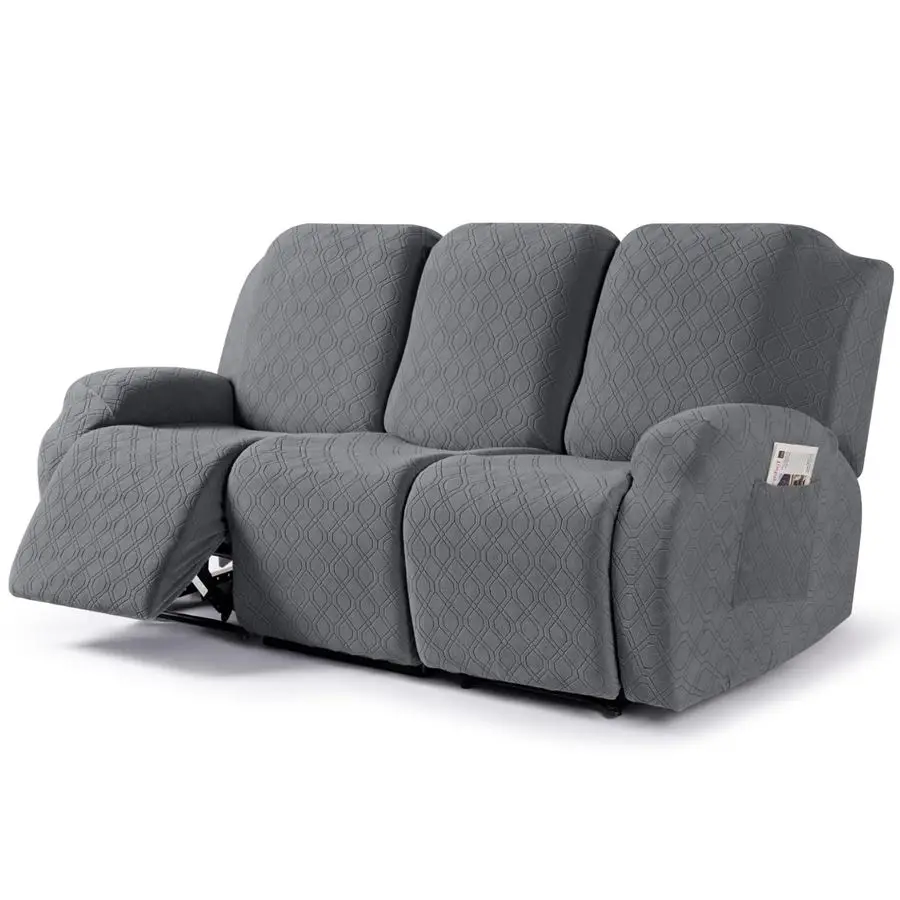 

Recliner Cover, 3Pieces Stretch Reclining Couch Covers with Pockets Reclining Sofa Slipcovers 3 Seater Soft Washable Furniture P