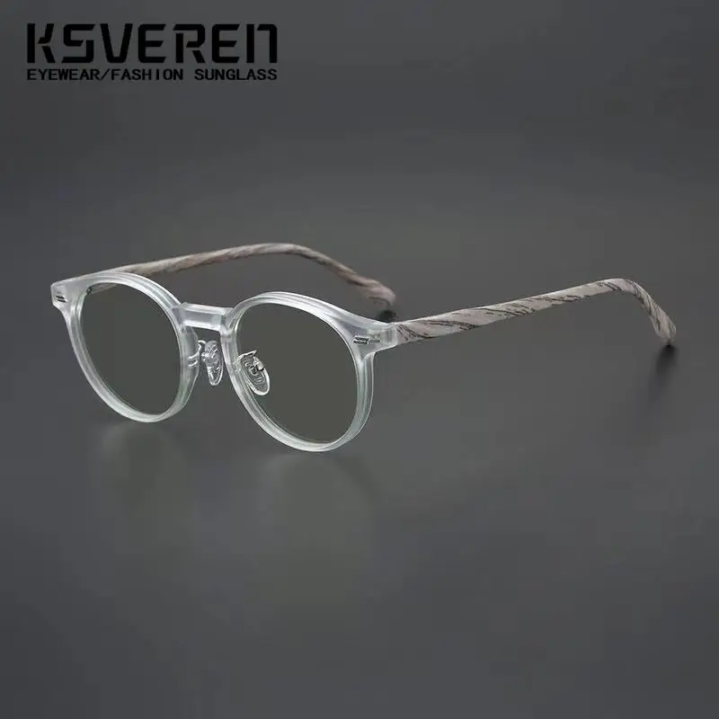 Óculos de leitura redondos retrô com bloqueio de luz azul, óculos para presbiopia da moda para homens e mulheres, óculos ópticos de madeira imitativa