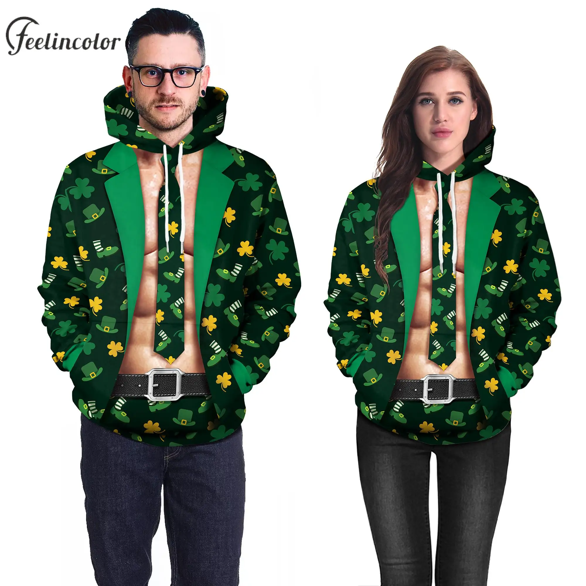 

St. Patrick Day Men Sweatshirts Hooded Pullover Hoodies Tracksuit Suit Graphic Sweatshirts Funny Streetwear Female Clothes