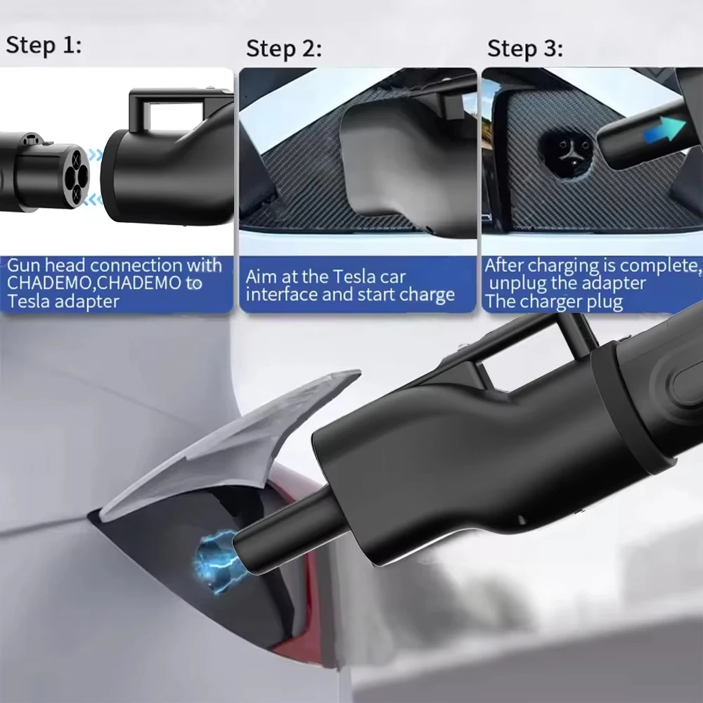 2025 Hot Sale CHAdeMO-NACS DC Charging Adapter 250A 1000V DC CHAdeMo to Tesla IP54 Waterproof Fast EV Charging Connector - Image 6