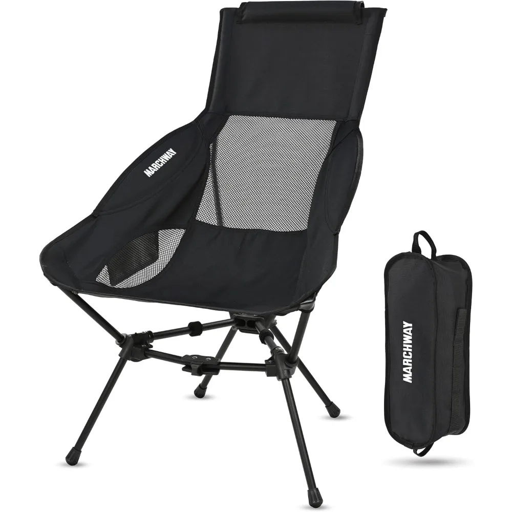 Lightweight Folding High Back Camping Chair with Head Support, Portable for Outdoor Adventures