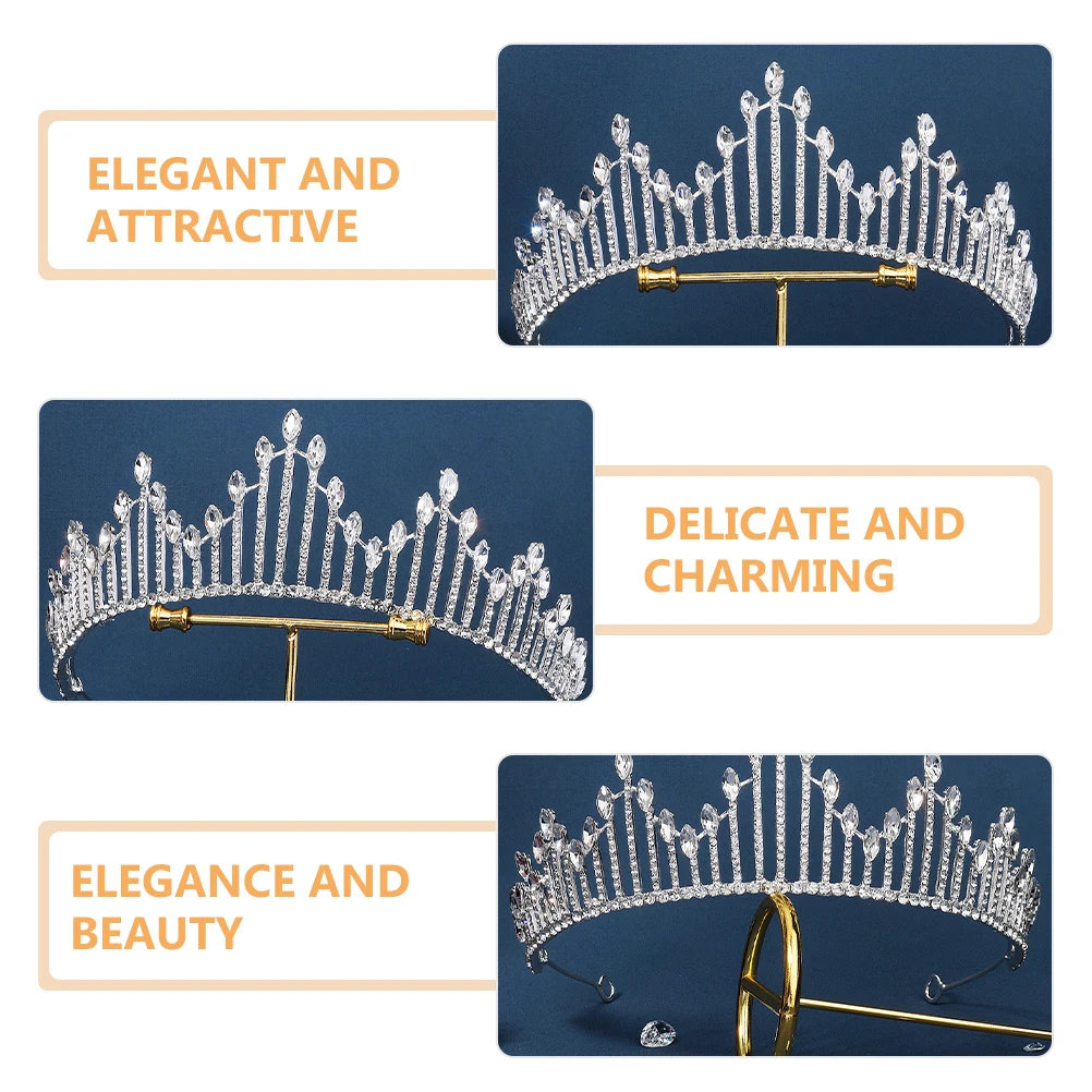 

Rhinestone Bride Crown Wedding Tiara Hair Jewelry Lightweight Elegant Headdress Party Photo Accessory Rhinestone Tiara