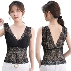 Sexy Lace Dancing Tanks Camis vest Fashion Casual Sleeveless Elastic Ladies Street Tanks Tops Tees Hotsweet Removable Bra B3361