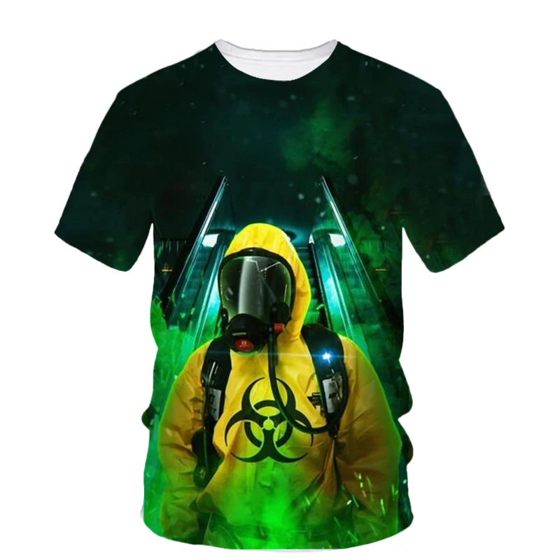 Nuclear Contamination Leak Sign 3d Printed Summer Men'S T-Shirt Fashion Street Quick Dry Hip Hop Short Sleeve O Collar Loose Top