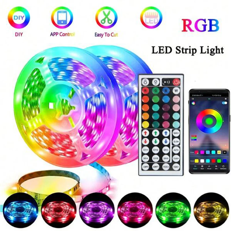 Tira de luces LED de 1-30M, cinta Flexible autoadhesiva con WIFI 5050 RGB, USB, Bluetooth, Control por aplicación, para Festival, Fiesta, TV,