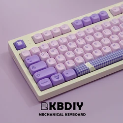 KBDiy 134 Keys/Set Korean GMK Frost Witch Keycaps Cute PBT Similar MOA Keycap for Mechanical Keyboard KOA Profile Purple ISO 7u