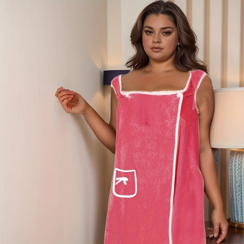 قطعة واحدة من من منشفة حمام كبيرة الحجم يمكن ارتداؤها - تنورة منشفة حمام فائقة النعومة مع جيوب، سريعة الجفاف وماصة، زخرفة فيونكة، للنساء #2