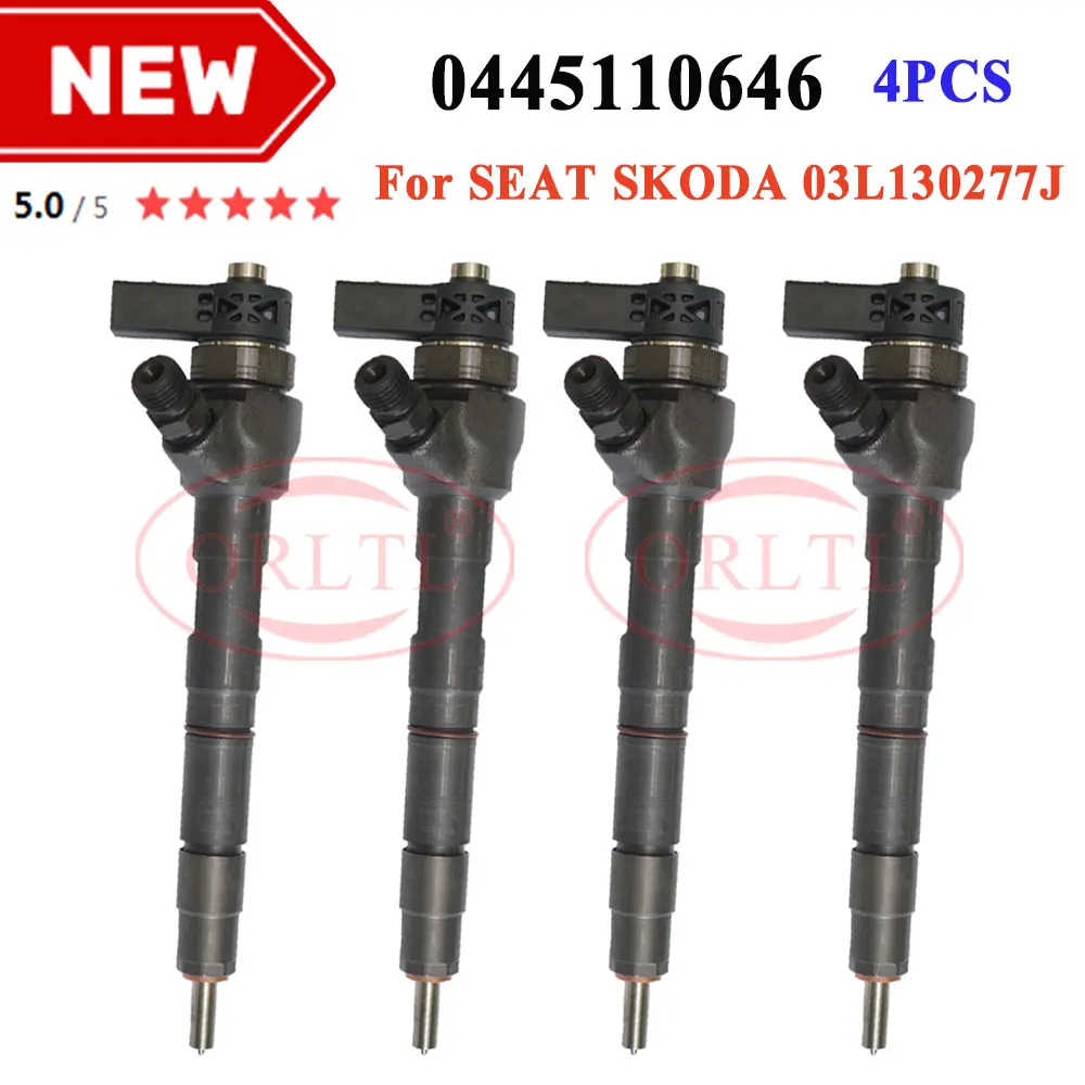 

4PCS New 0445110646 Common Rail Fuel Injector 0 445 110 646 03L130277Q 03L130277J For CNFA CNFB Engine