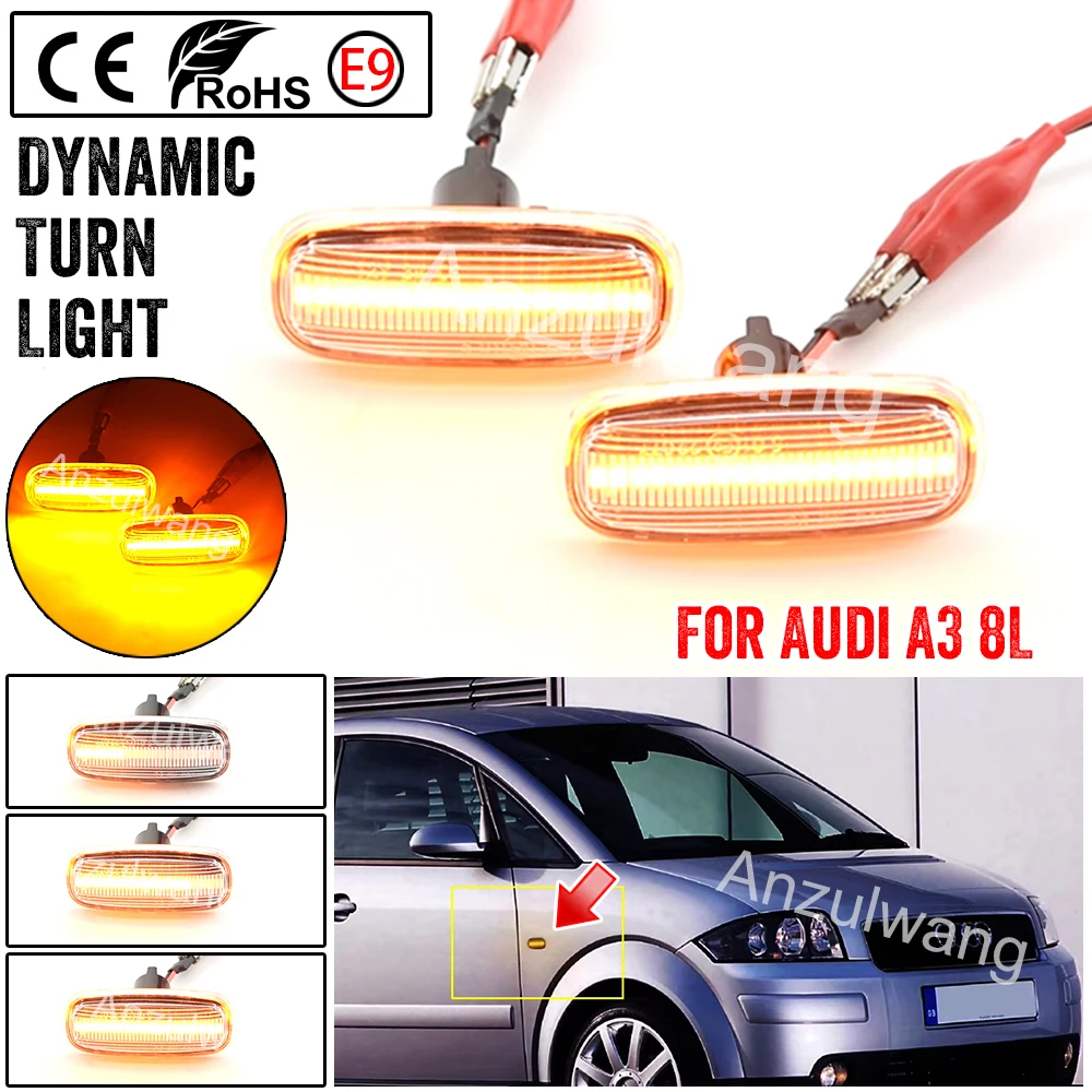 

LED Dynamic Side Marker Turn Signal Lights Indicator Lamps Fit For Audi A3 S3 8L 2000-2003 For Audi TT 8N 2000-2006