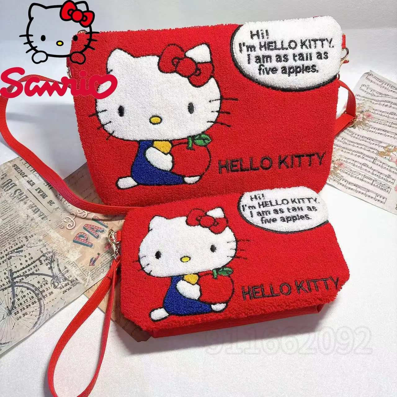  Hello Kitty New Women's Coin Purse Luxury Brand Fashion Women's Shoulder Messenger Bag 2-piece Set Cartoon Women's Bag