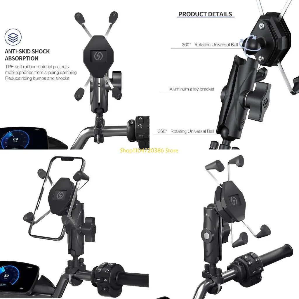 

K0EA Противоударный универсальный держатель для телефона на руле мотоцикла для телефона 3,5–7 дюймов