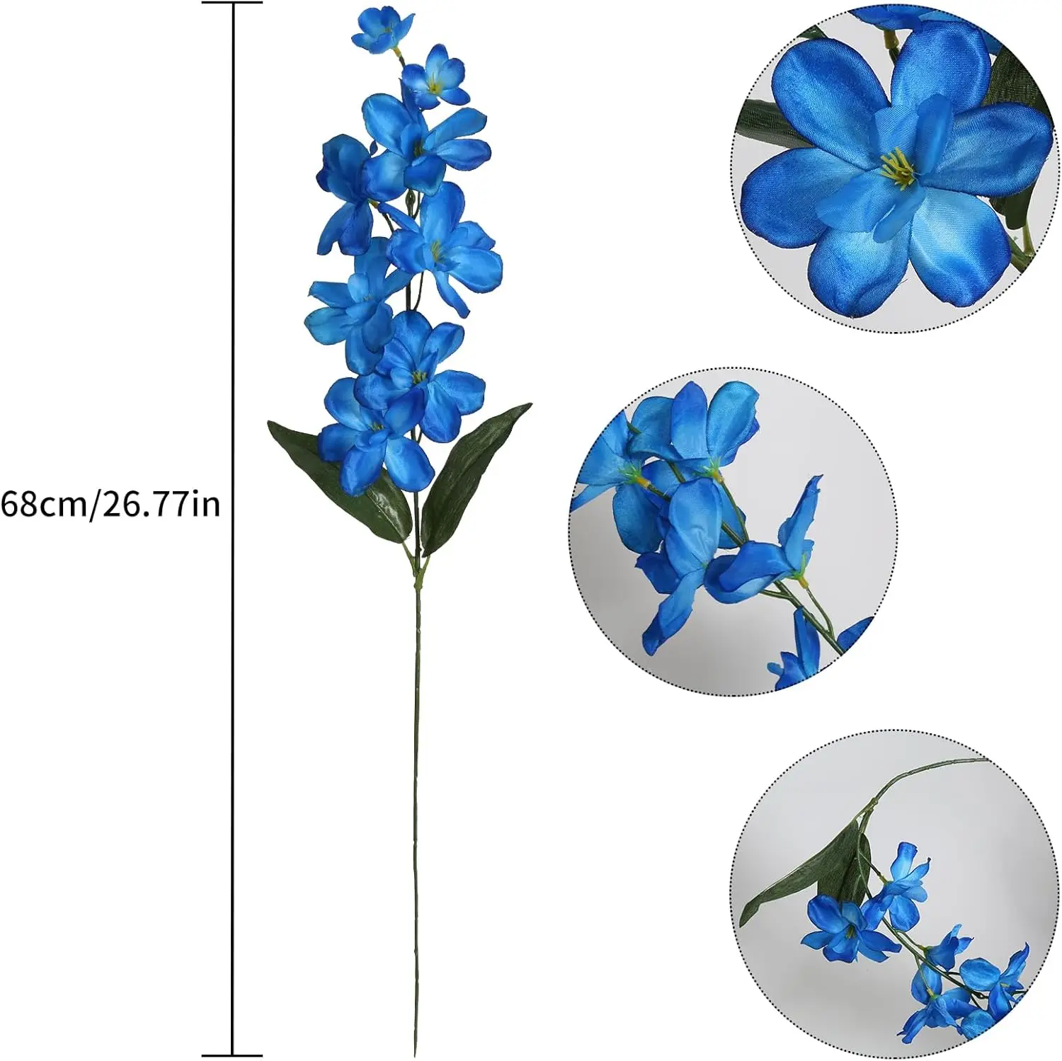 10 PCS Artificial Orchids Silk Flowers 27 Inches Blue Flowers Artificial for Decoration Wedding Dinning Home Decoration(Blue)