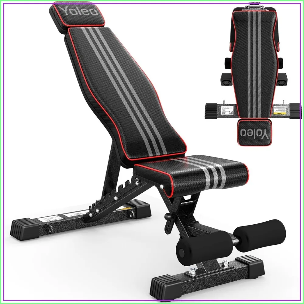 Adjustable Weight Bench 827LBS, 84 Positions Foldable Incline Decline Flat, Wider Seat & Extended Head Support for Home Gym