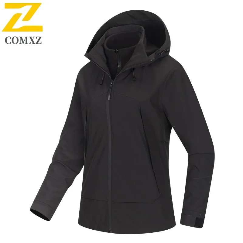 COMXZ سترات شتوية رجالية فاخرة موضة مقنعين المشي لمسافات طويلة تسلق مقاومة للرياح سترة دافئة نمط يومي معطف مريح خفيف الوزن #5