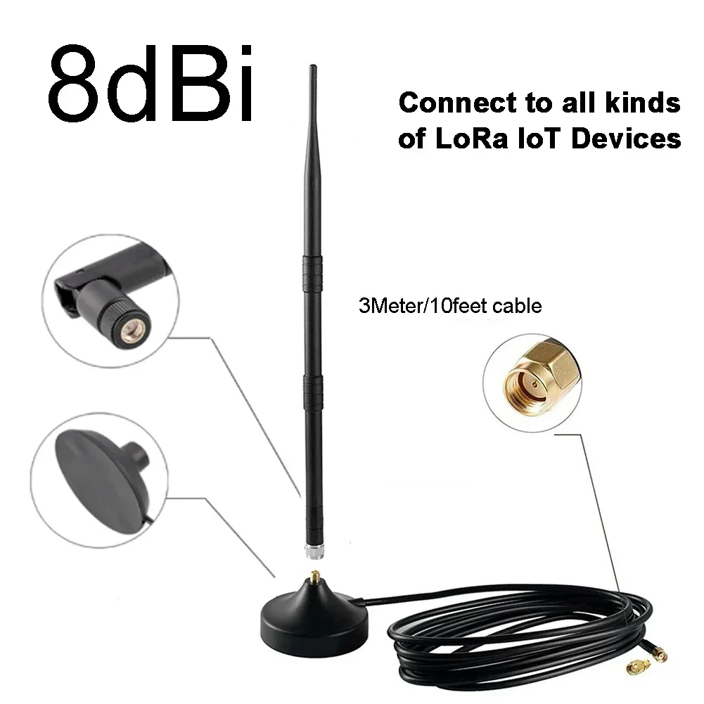 8dBi Indoor Helium Hotspot Miner Antenna With Magnetic Base 900-930 MHz Omni-Directional Miner Indoor Antenna RP-SMA Male