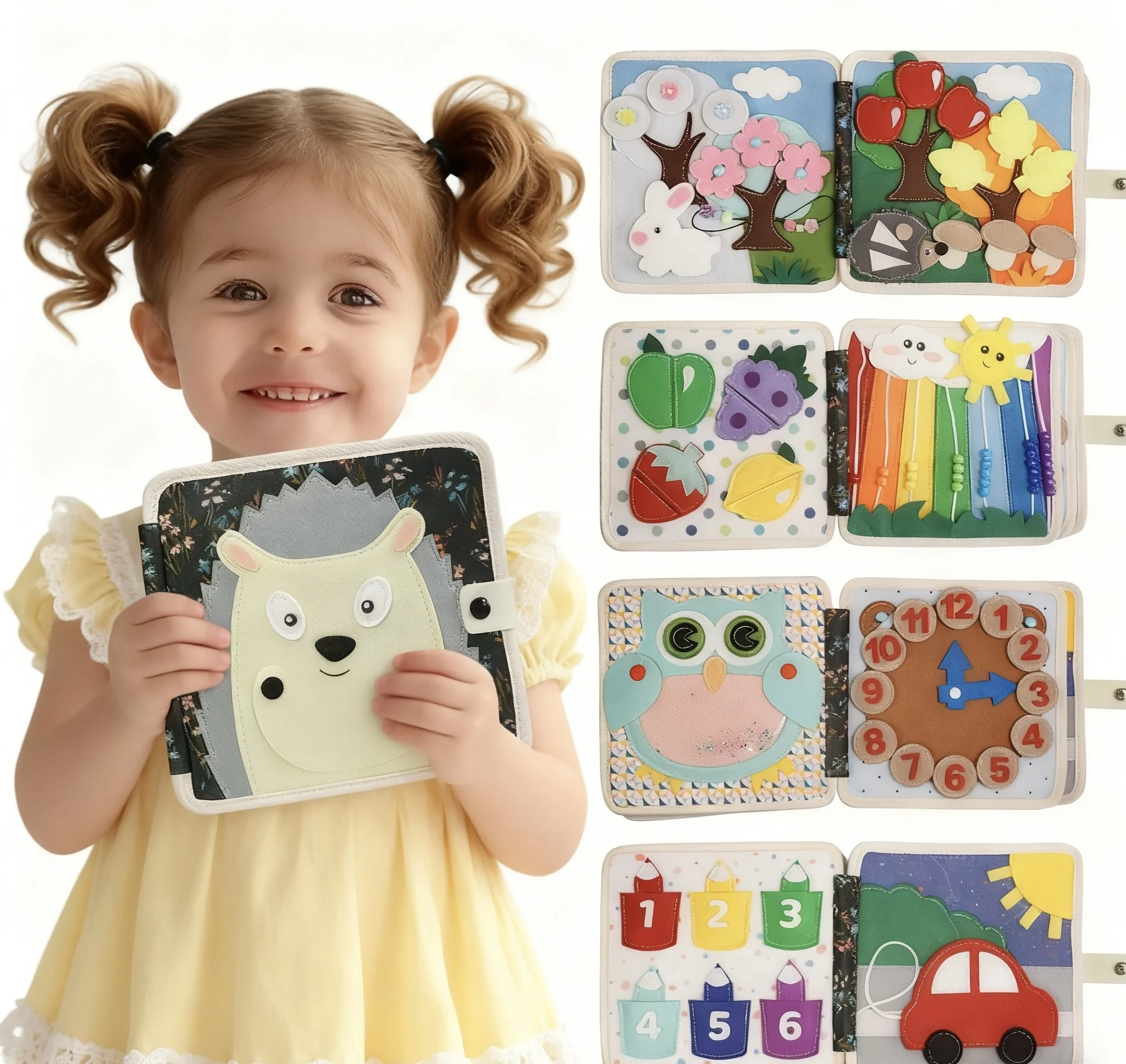 Baby Felt Cloth Book Montessori Early Education Sensory Toy Quiet Book for Toddlers