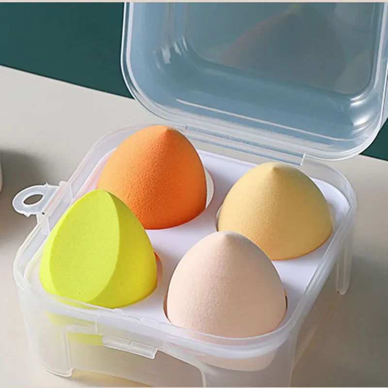 4pcs Set Makeup Puff Cosmetic Latex Soft Beauty Ball Foundation Powder Box Wet and Dry Colorful Makeup Tool