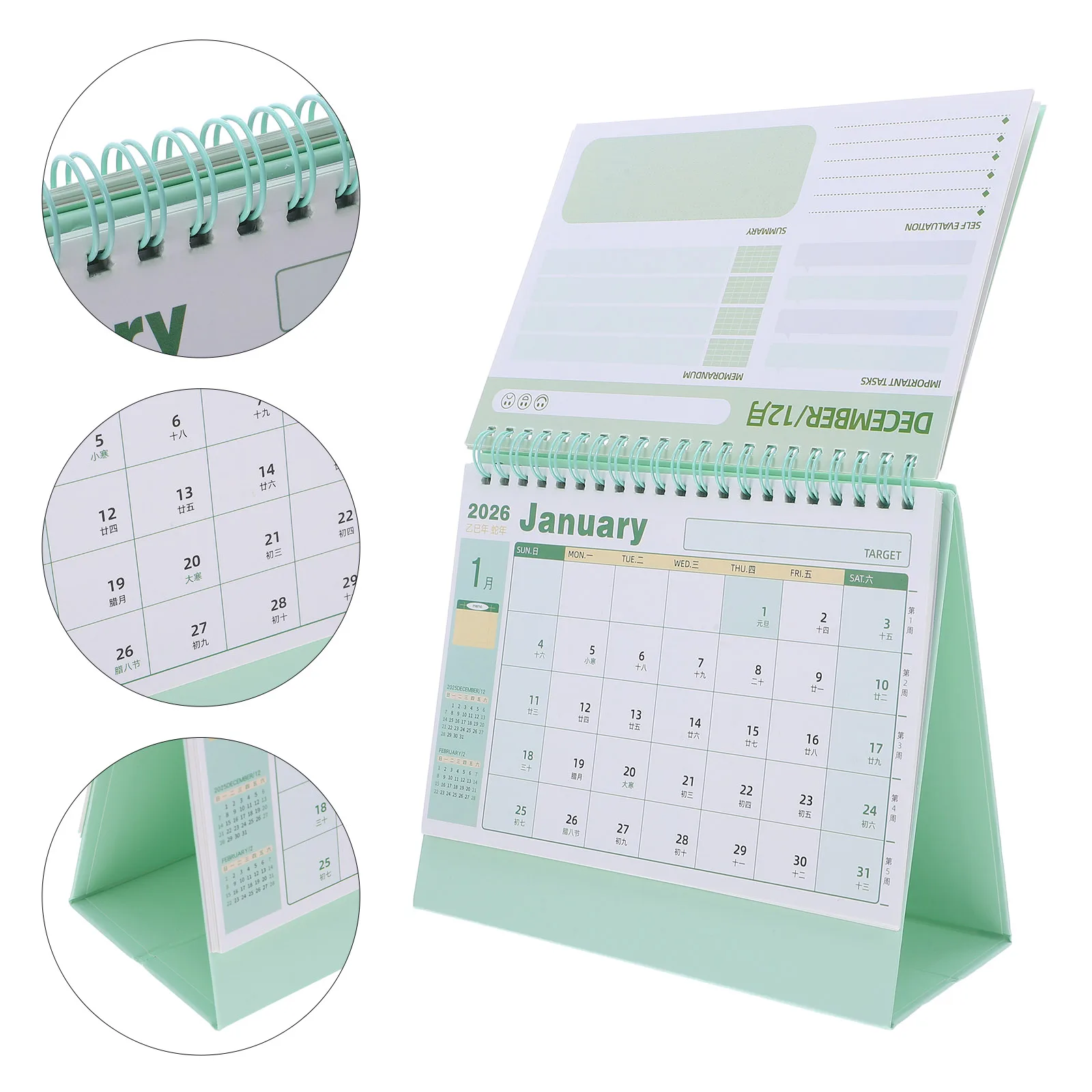 

Desk Calendar 2026 Daily Flip Table Planner with Coil Binding 12 Month Standing Agenda Calendar for Office Home Time Management
