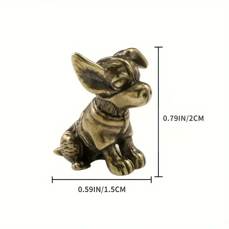 Small Dog Ornament Brass Statue Art Craft Antique Brass Tea Pet Small Decoration For Home Living Room Office Cafe Decor Gifts