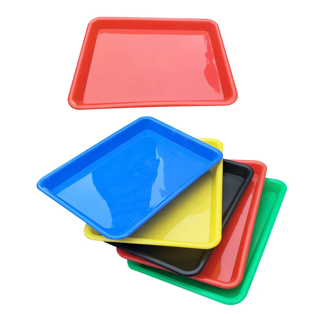 6 Pcs Plastic Trays Square Multi purpose Mini Container Rectangular Durable Stackable Toy Storage Home School Classroom