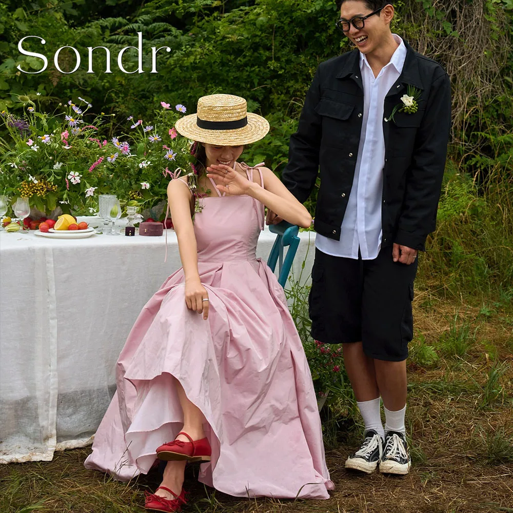 

Sondr Customized Pink Korean Evening Dresses Spaghetti Straps Corset Back Party Gown Japanese Women Wedding Party Dresses 2026