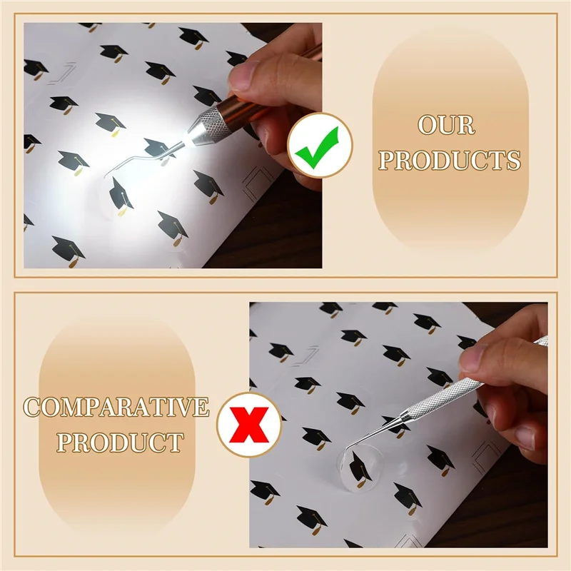 Kit de herramientas de deshierbe de vinilo con juego de luces LED, bolígrafo de 3 LED con 5 pines y gancho, pinzas de gancho de deshierbe iluminadas para Cutting-AT64