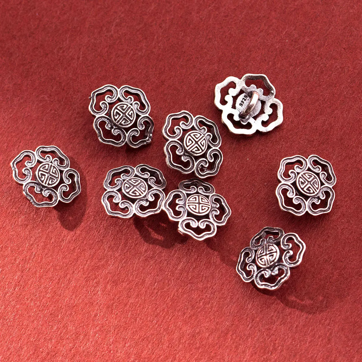 

1pc/Lot 925 Sterling Silver Vintage Hollow Flower Button Beads Connectors 12x11mm Bracelets Necklace Bead Spacer DIY Jewelrys