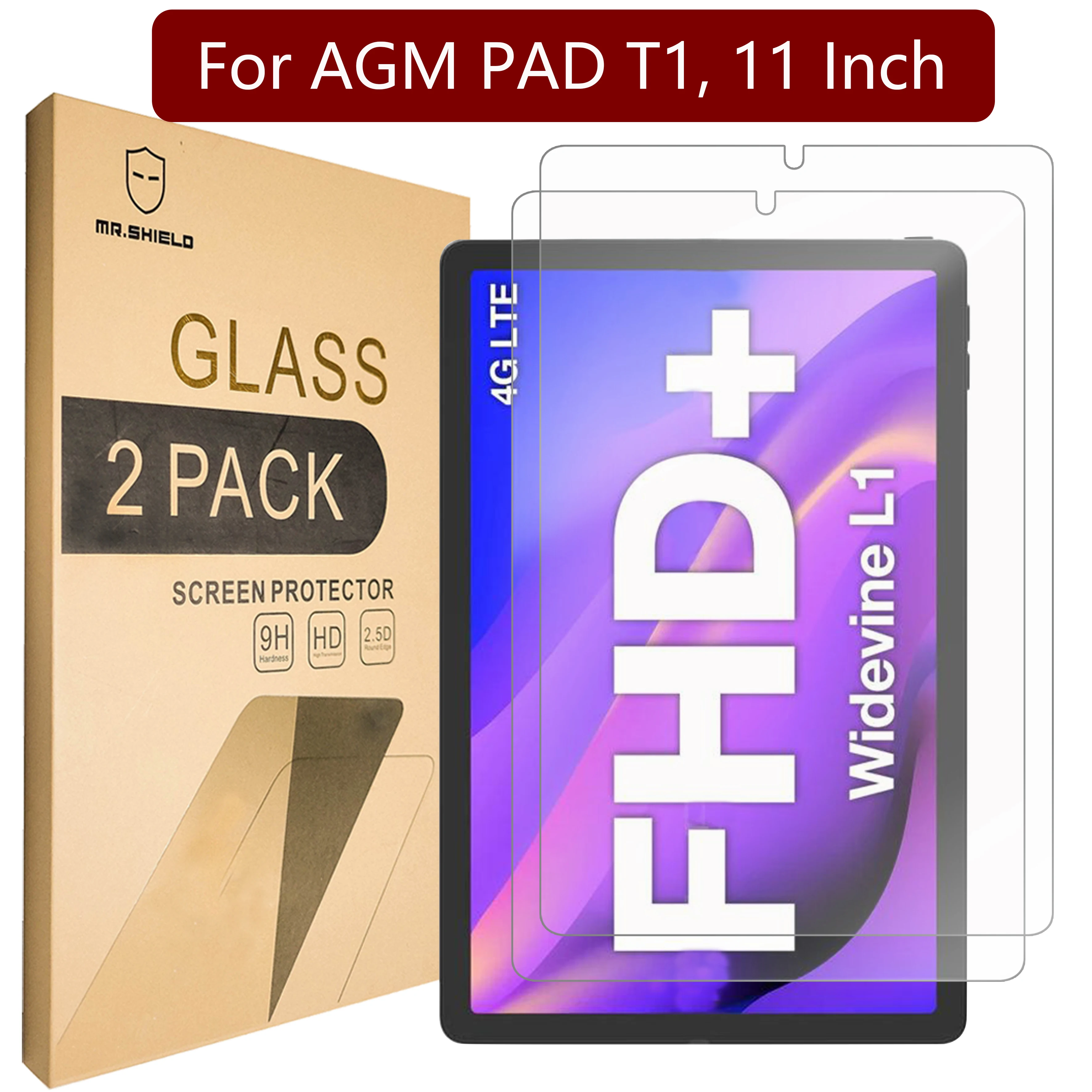 Mr.Shield Screen Protector compatible with AGM PAD T1, 11 Inch [Tempered Glass] [2-PACK] [Japan Glass with 9H Hardness]