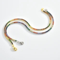 VEWANT 925 Sterling Silver 2mm Rainbow CZ Tennis CZ Zircon Chain Bracelet Luxury Fine Jewelry Ctystal Wholesale Jewels