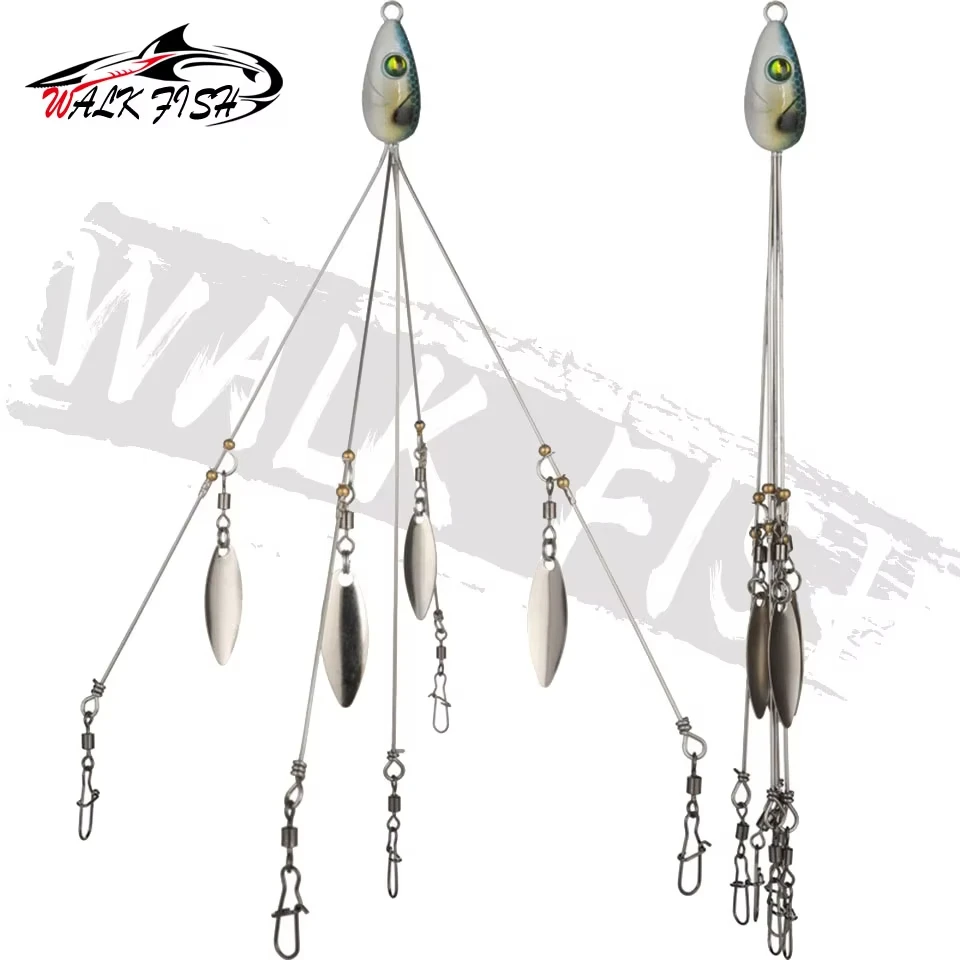 WALK FISH 21.5cm 17g Alabama Fishing Set Fishing Lure 5 Arm Rig Head Swimming Bait Lead Hook Rotating Ring Pin Fake Bait Minnow