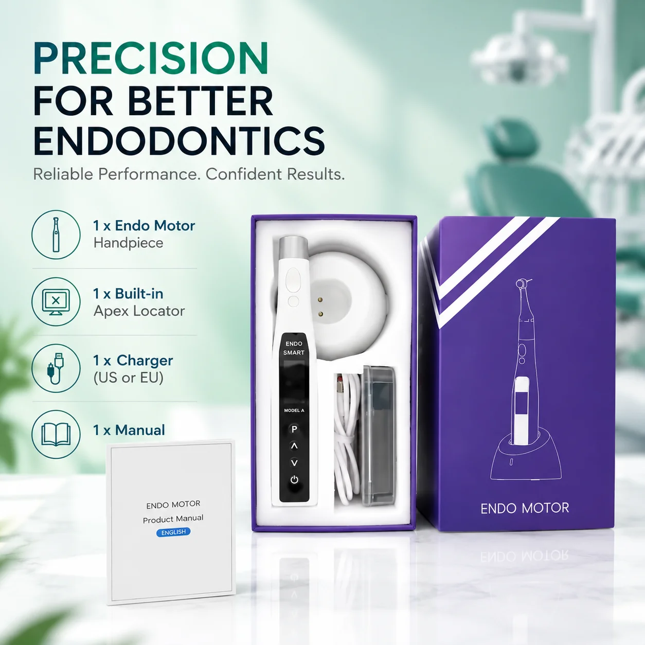 Professional Model A Dental Endo Motor Built-in Apex Locator Wireless 9 Modes Reciprocating 360° Rotation Root Canal Handpiece