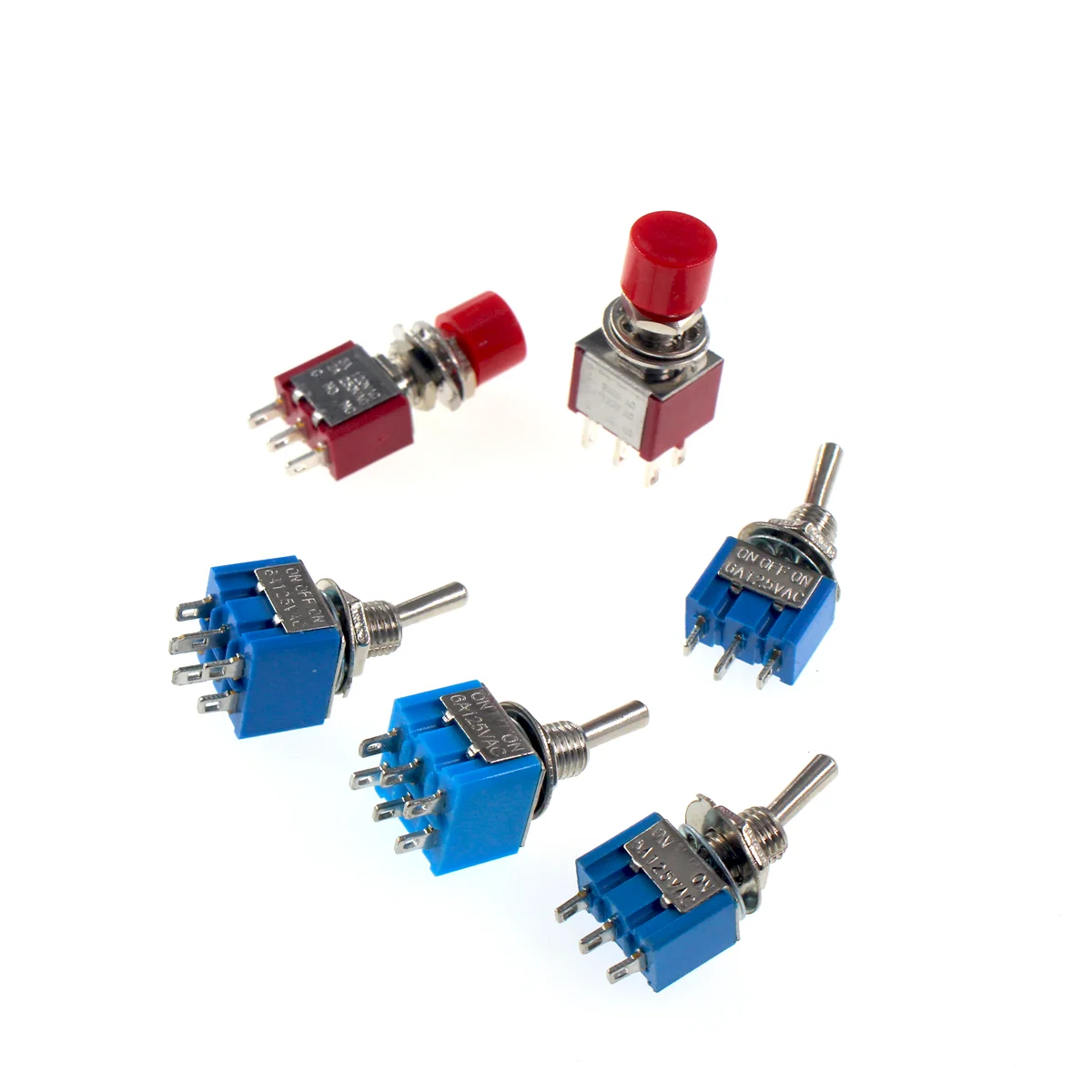 5PCS Miniature Lever Toggle Switch Single Pole Double Throw ON-OFF-ON /ON-ON 1/4 Inch Mounting PS/MTS-102 103 202 202 303 402