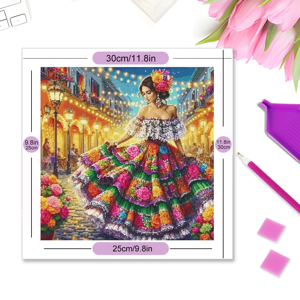 Momoart Woman Diamond Painting Kit Girl Portrait Embroidery Full Square Round Street Mosaic DIY Handmade Gift