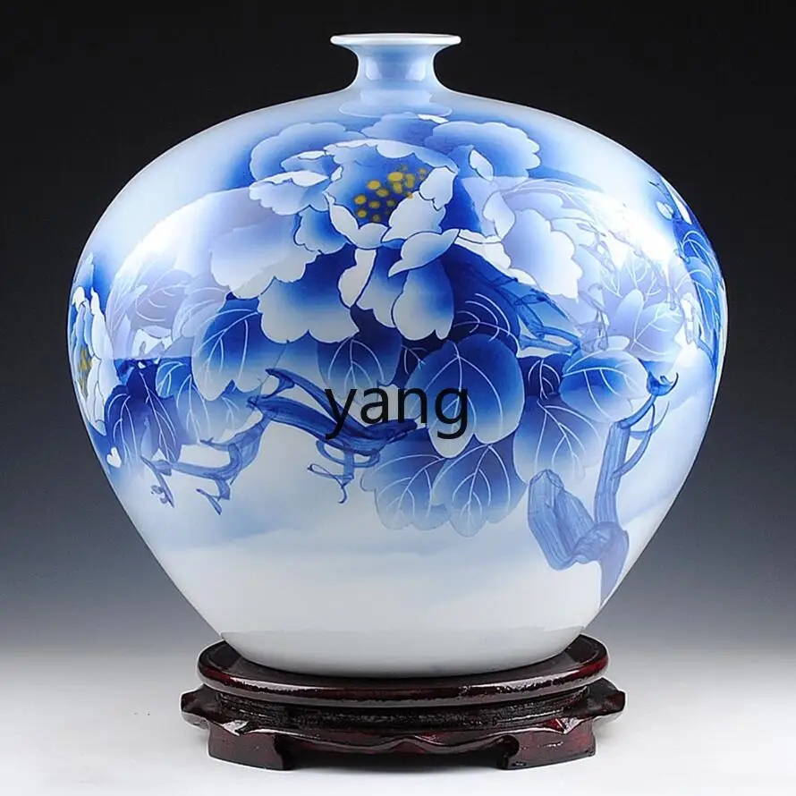 LXL Jingdezhen Ceramics Hand Painted Blue and White Porcelain Vase Pomegranate