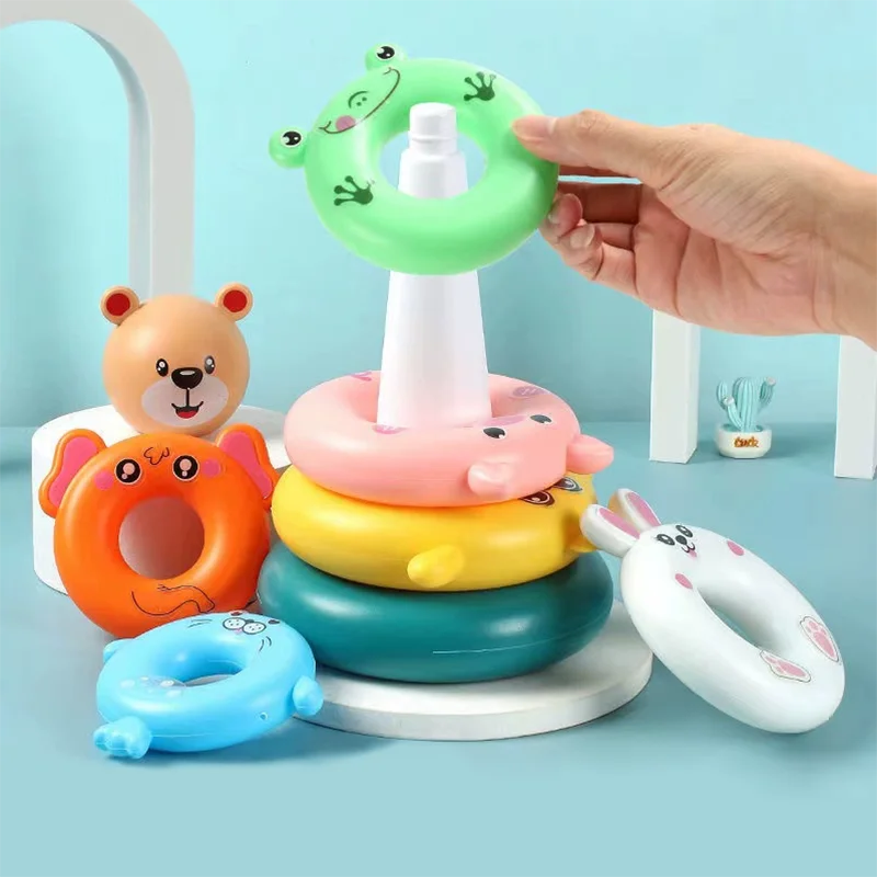 Children's Enlightenment Puzzle Rainbow Tower Ring Early Education Fun Parent Child Interaction Sensory Integration Training Toy