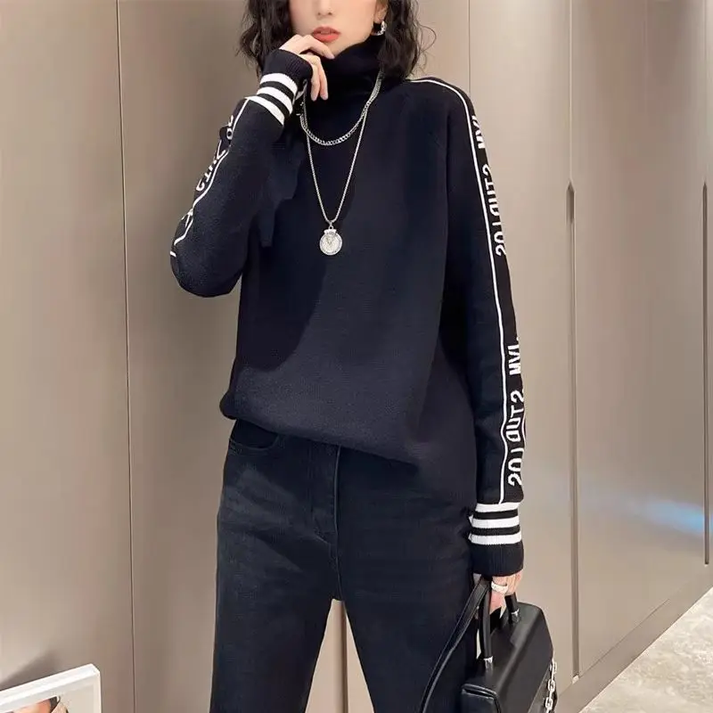 

Turtleneck Bottoming Shirt for Women in Autumn Winter New Style Loose Slimming Plus Velvet Warm Long-sleeved Top
