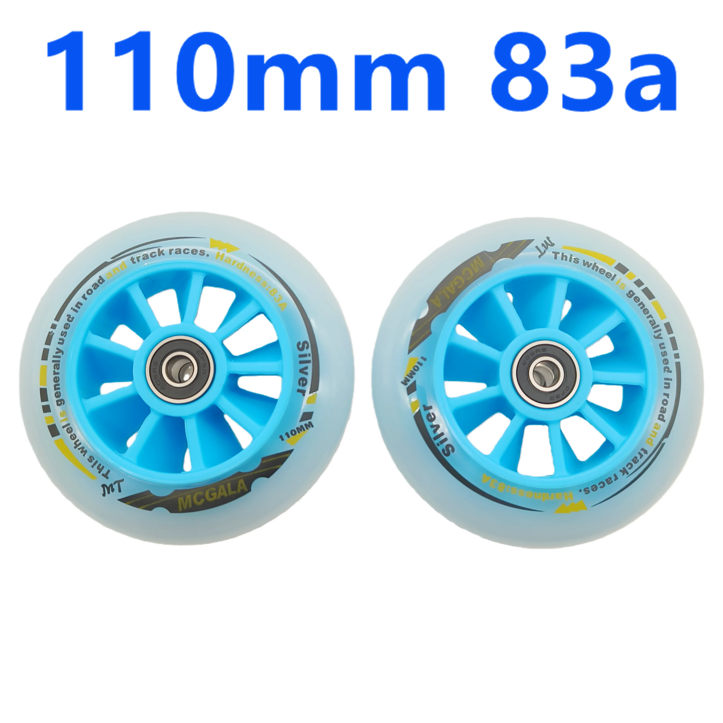 Rodas de Patins de Velocidade com Frete Grátis, Rodas Azuis para Patinete, Alta Reatividade, 110MM, 2 Rodas/Lote, Rolamento de Patins 110x24 mm