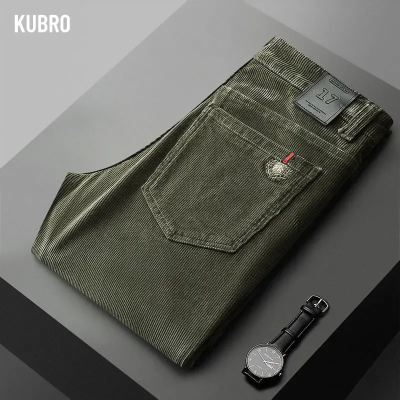 KUBRO-calça masculina larga estilo inglês, calça jeans confortável, casual de negócios, nova moda, alta qualidade, primavera, verão, 2023