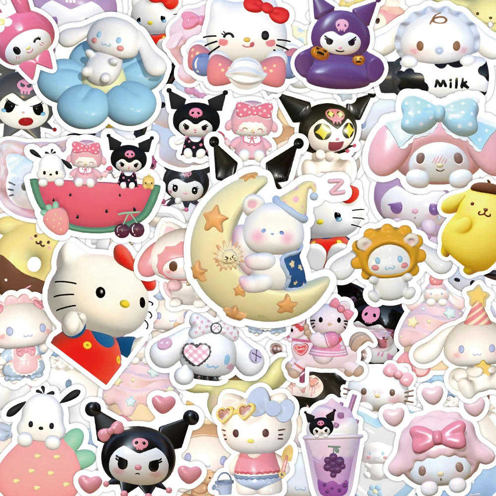 10/30/50/120 Stück Mix 3D Sanrio Anime Aufkleber My Melody Kuromi Cinnamoroll Notizbuch Gepäck Gitarre Laptop DIY Niedliche Cartoon-Sticker