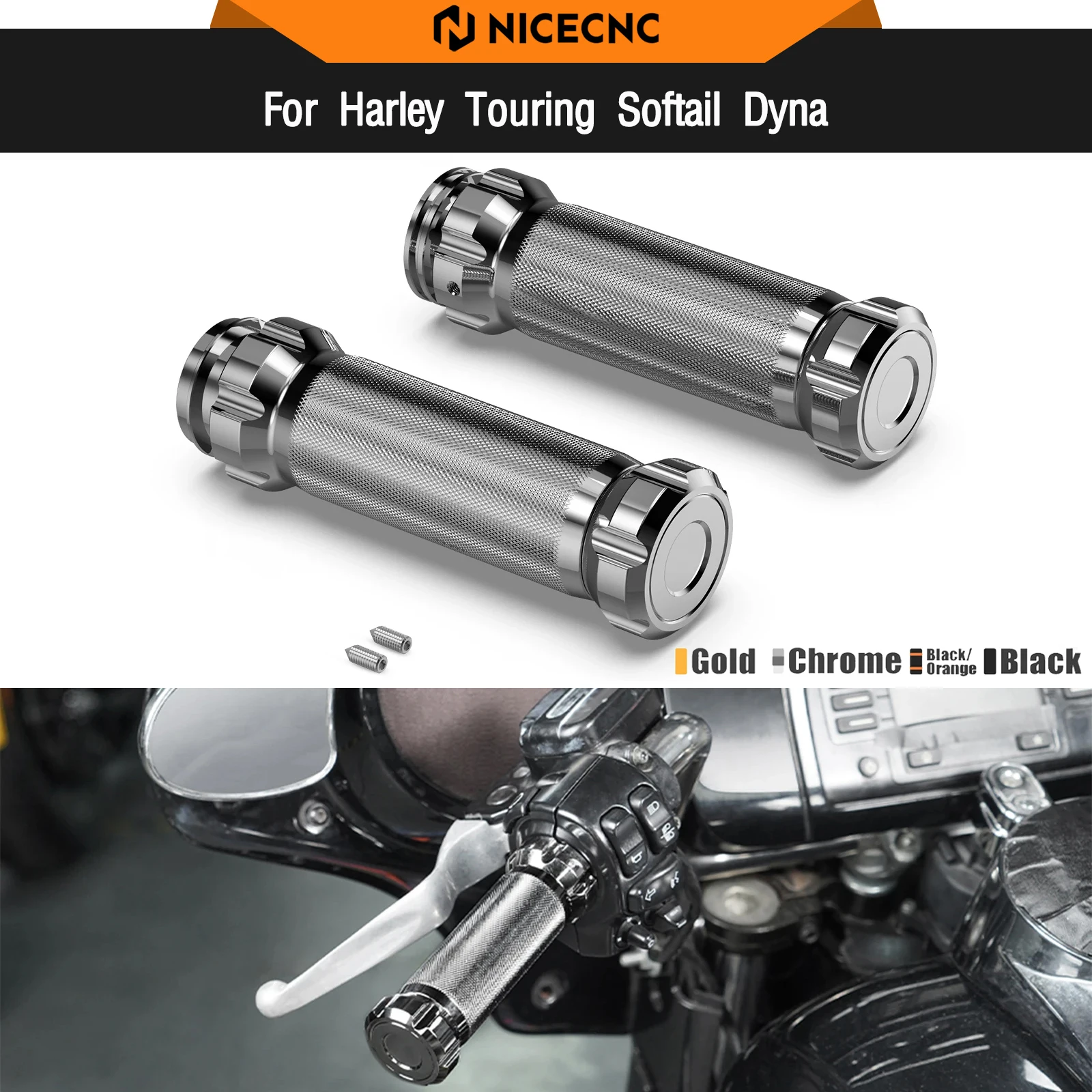 

Handlebar Hand Grips For Harley Road King FLHR Road Glide FLTRX Street Glide FLHX Fat Boy 114 FLFBS Low RiderST Heritage Classic