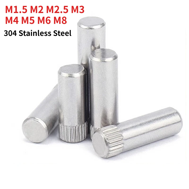 M1.5 M2 M2.5 M3 M4 M5 M6 M8 304 Stainless Steel Knurled Cylindrical Dowel Pin GB/T878, Knurl Head Press‑Fit Locating Pin Metric