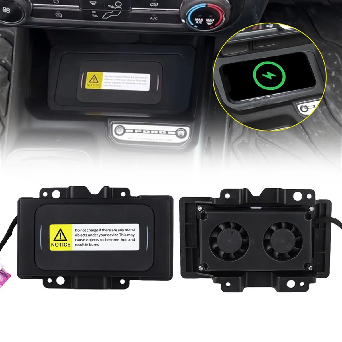 

ABWH_Console Wireless Charging Pad 15W For Ford Bronco 2021-2024 2/4 Door