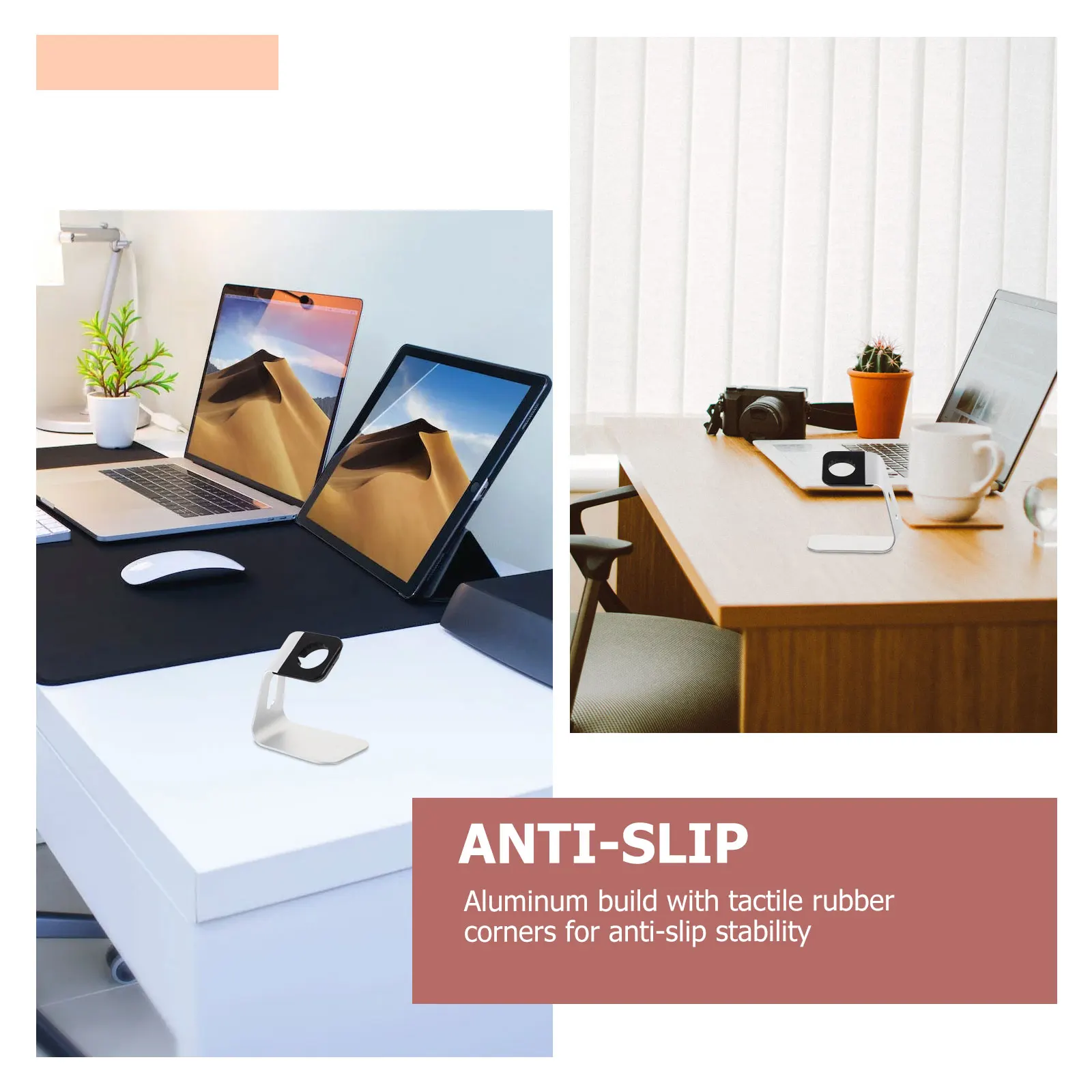 

Aluminium Alloy Charging Stand for Watch Silver Anti-Slip Cutout Cable Management Support Holder Accessories for Watch