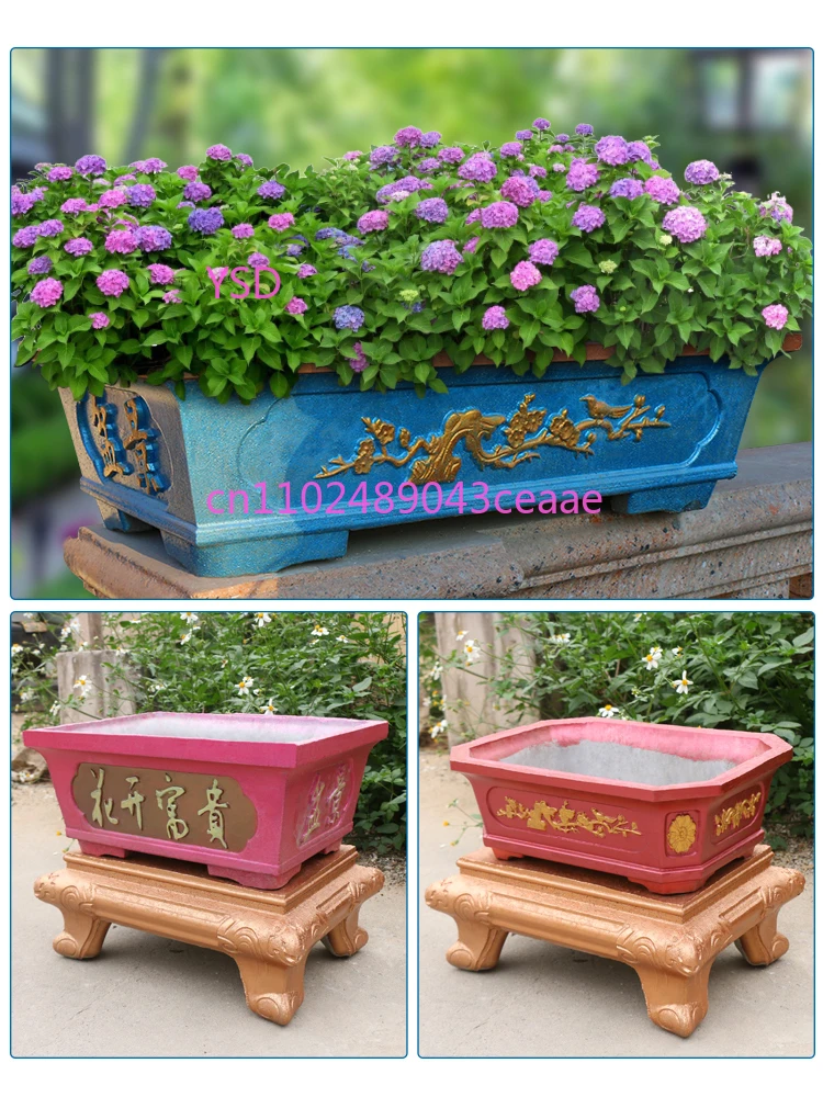 

Flower pot mold pot rectangular cement rhombus bonsai model making cast-in-place large mold extra large self-made