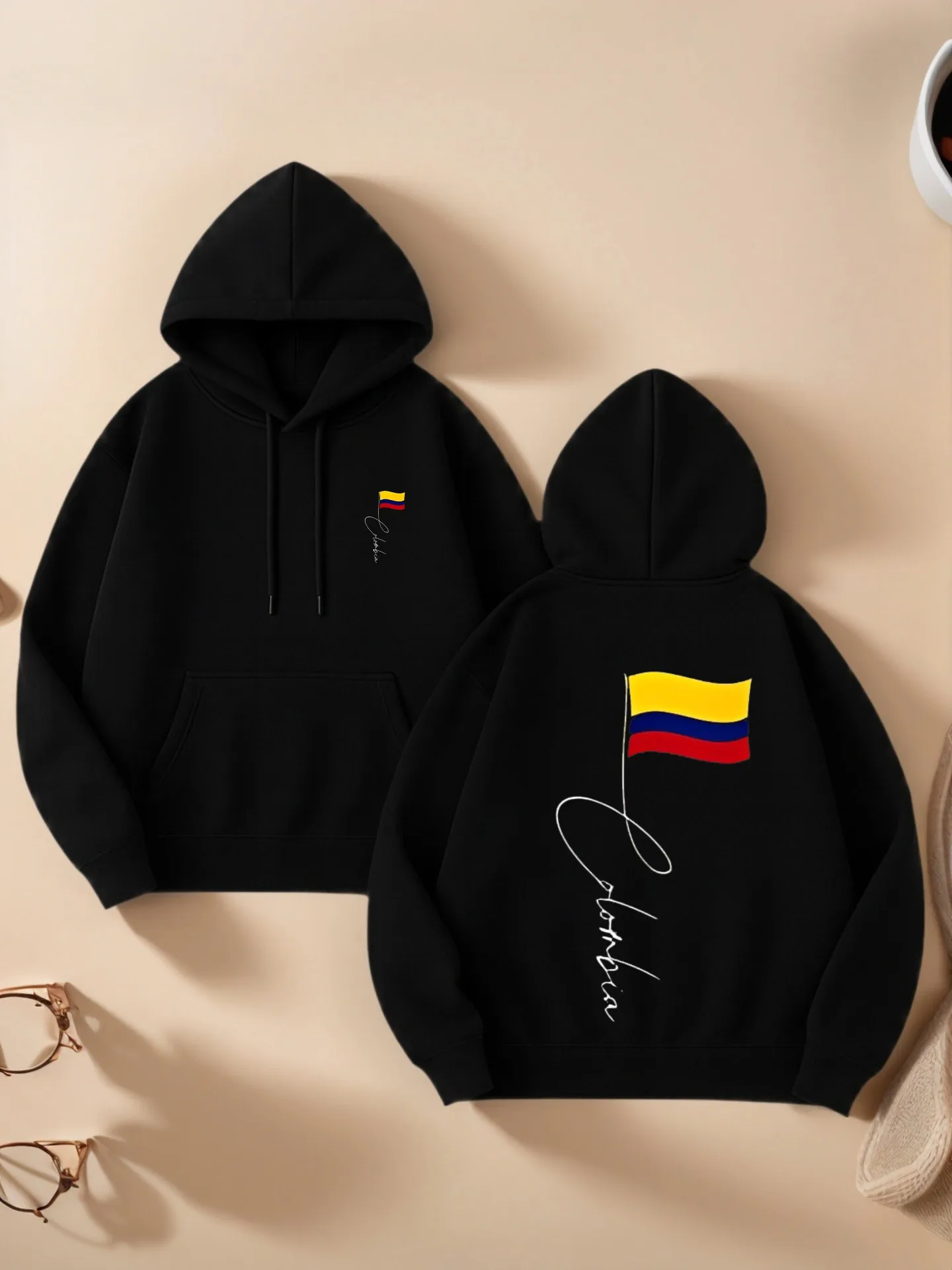 

Essential Hoodie, Flag Graphic Print, Casual Aesthetic, Fleece, Casual Everyday Wear, For Men